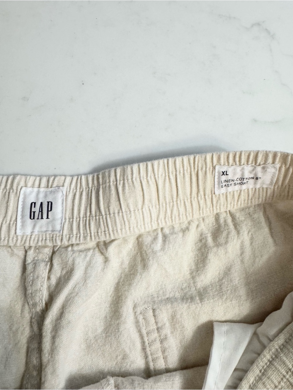 GAP Linen Cotton 8” Easy Shorts XL Cream Drawstring Pull On - Picture 5 of 5